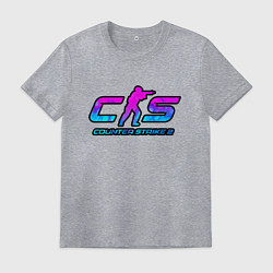 Футболка хлопковая мужская КС 2 лого неон, цвет: меланж