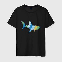 Мужская футболка Ретро акула из поцарапаных полос