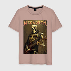 Футболка хлопковая мужская Megadeth - skeleton - heavy metal, цвет: пыльно-розовый