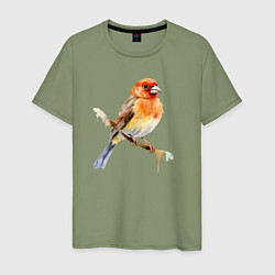 Мужская футболка Оранжевая птица на ветке