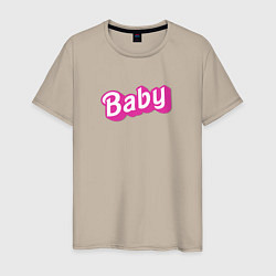 Футболка хлопковая мужская Baby: pink barbie style, цвет: миндальный