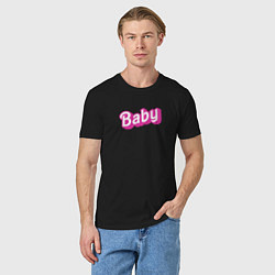 Футболка хлопковая мужская Baby: pink barbie style, цвет: черный — фото 2