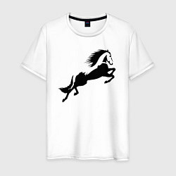 Футболка хлопковая мужская Лошадь в прыжке, цвет: белый