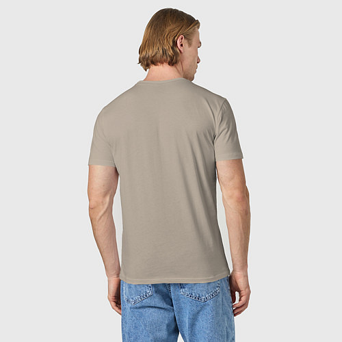 Мужская футболка Манекен в серо-синих листьях - нейросеть / Миндальный – фото 4
