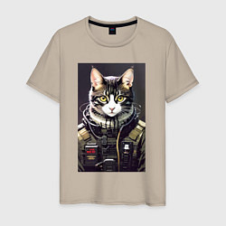 Мужская футболка Крутой кот - киберпанк - нейросеть