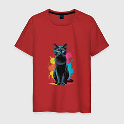 Мужская футболка Кошка яркая грациозность