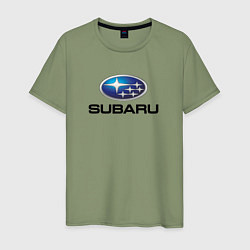 Футболка хлопковая мужская Subaru sport auto, цвет: авокадо