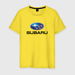 Футболка хлопковая мужская Subaru sport auto, цвет: желтый