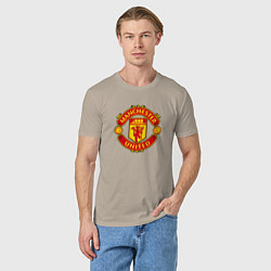 Футболка хлопковая мужская Манчестер Юнайтед фк спорт, цвет: миндальный — фото 2