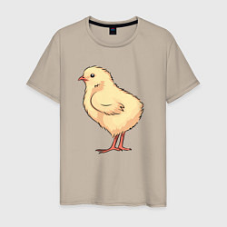 Футболка хлопковая мужская Красивый цыплёнок, цвет: миндальный
