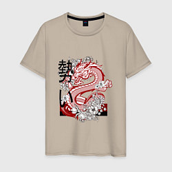 Мужская футболка Татуировка с японским иероглифом и драконом
