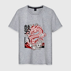 Мужская футболка Татуировка с японским иероглифом и драконом