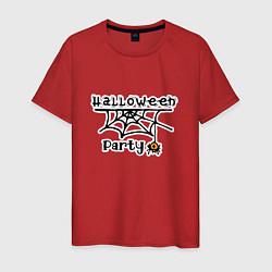 Мужская футболка Halloween party паук с паутиной хэллоуин
