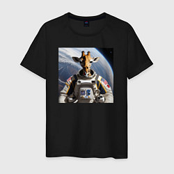 Мужская футболка Жираф астронавт