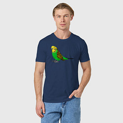 Футболка хлопковая мужская Красивый попугайчик, цвет: тёмно-синий — фото 2