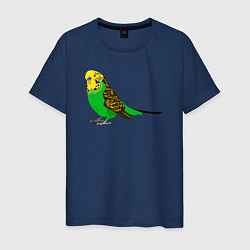 Футболка хлопковая мужская Красивый попугайчик, цвет: тёмно-синий