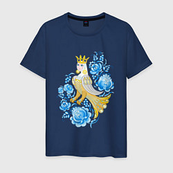 Мужская футболка Птица Сирин в цветах по мотивам гжельской росписи