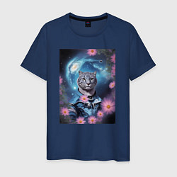 Мужская футболка Тигр в костюме и галактика с цветами