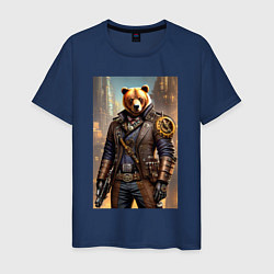 Мужская футболка Крутой медведь в стиле стимпанк - нейросеть