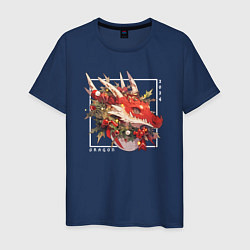 Мужская футболка Christmas red dragon