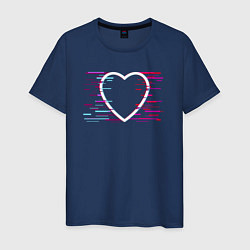 Мужская футболка Сердце в стиле глитч