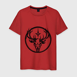 Мужская футболка Череп оленя с рогами в абстрактном монохромном сти