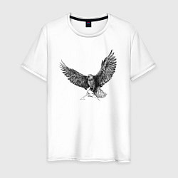 Футболка хлопковая мужская Орёл машет крыльями, цвет: белый