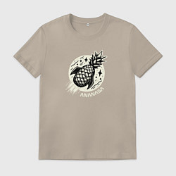 Футболка хлопковая мужская Ананаса, цвет: миндальный