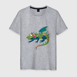 Мужская футболка Забавный зеленый дракон ящерица символ 2024 года