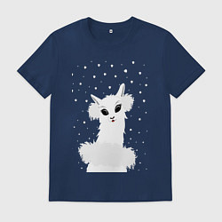 Мужская футболка Лама-альпака в пушистых наушниках