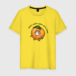 Мужская футболка Счастливый котенок - мандарин