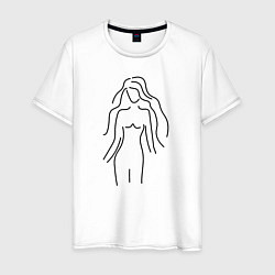 Мужская футболка Нежный женский лайн-арт силуэт