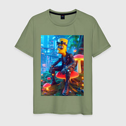 Мужская футболка Bart Simpson among mushrooms - ai art