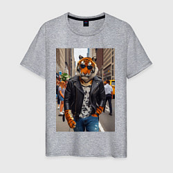 Мужская футболка Cool tiger on the streets of New York - ai art