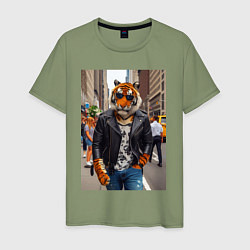 Мужская футболка Cool tiger on the streets of New York - ai art
