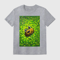 Футболка хлопковая мужская Мишка в яркой зелени, цвет: меланж