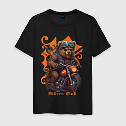 Мужская футболка Медведь байкер на мотоцикле