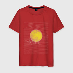 Футболка хлопковая мужская Луна абстракция, цвет: красный