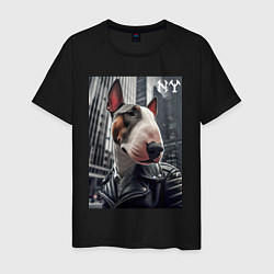 Мужская футболка Dude bull terrier in New York - ai art