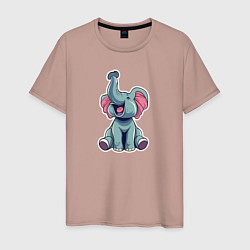 Мужская футболка Маленький слонёнок с поднятым вверх хоботом
