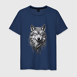 Мужская футболка Волк в серых тонах