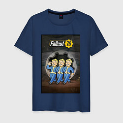 Футболка хлопковая мужская Fallaut - vault boys, цвет: тёмно-синий