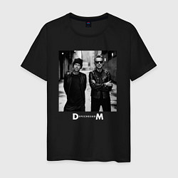 Футболка хлопковая мужская Depeche Mode - Dave Gahan and Martin Gore bw, цвет: черный