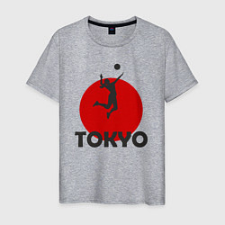 Футболка хлопковая мужская Волейбол в Токио, цвет: меланж