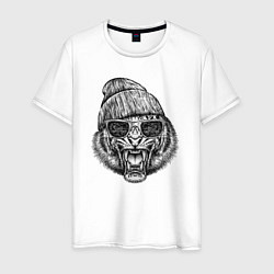 Мужская футболка Тигр рычащий в шапке
