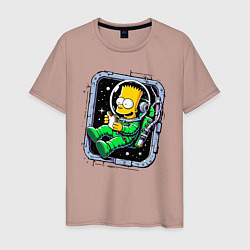 Мужская футболка Барт Симпсон с сэндвичем в космосе - нейросеть