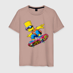 Футболка хлопковая мужская Bart Simpson on a skateboard - extreme, цвет: пыльно-розовый