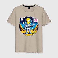 Футболка хлопковая мужская Космонавт Барт Симпсон на другой планете, цвет: миндальный
