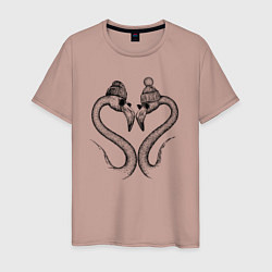 Мужская футболка Стильный фламинго сердечком