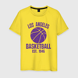 Футболка хлопковая мужская Basketball Los Angeles, цвет: желтый